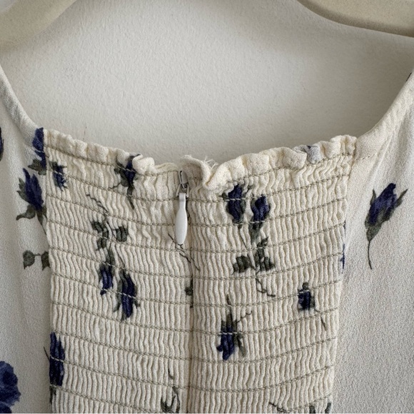 Reformation | White and Blue Floral Brittney Mini Dress in Nightingale ~ US 8 - Picture 12 of 12